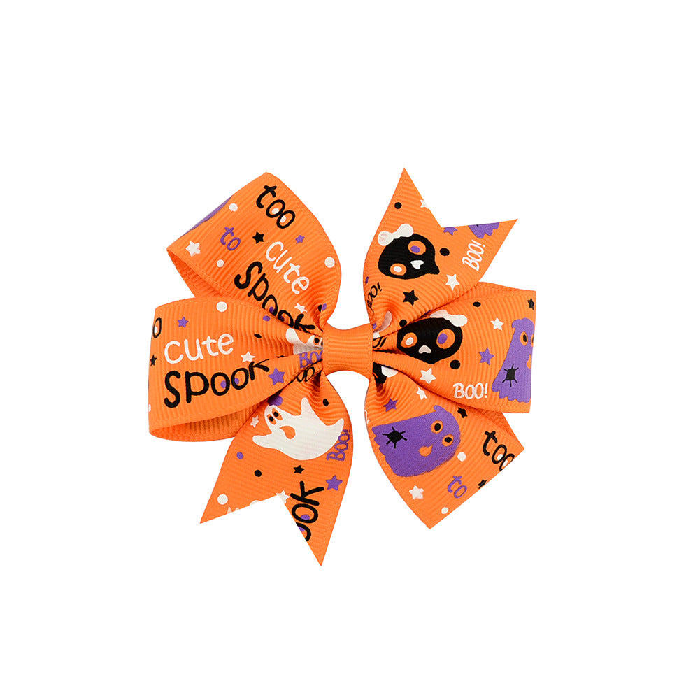 Wholesale Halloween Ribbed Bow Hair Clip for Kids
